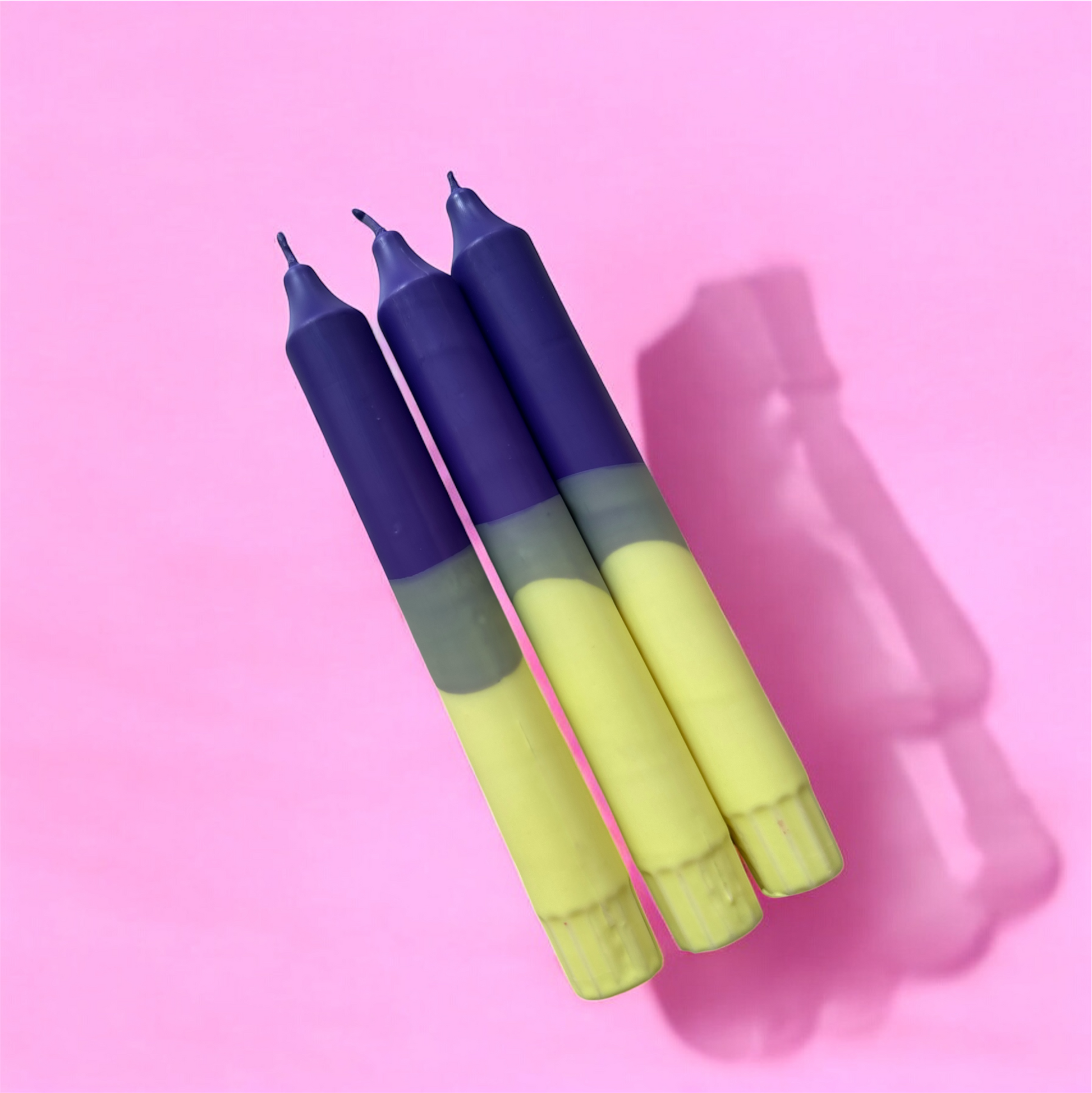 Kit de 3 Velas Giz Colorido - Amarelo e Roxo