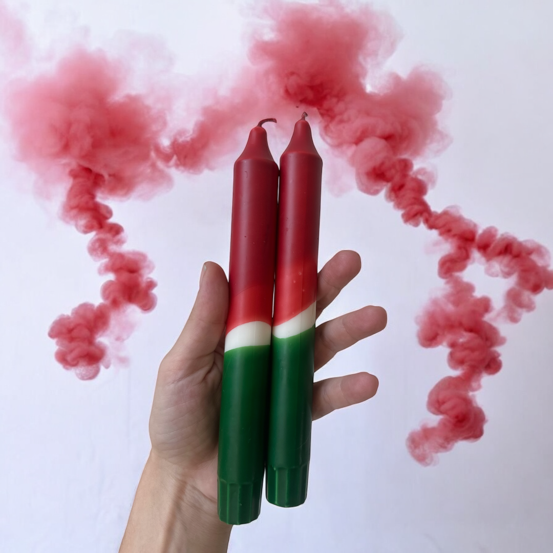Kit de 2 Velas Giz| Vermelho e Verde Folha