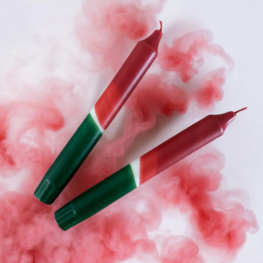 Kit de 2 Velas Giz| Vermelho e Verde Folha
