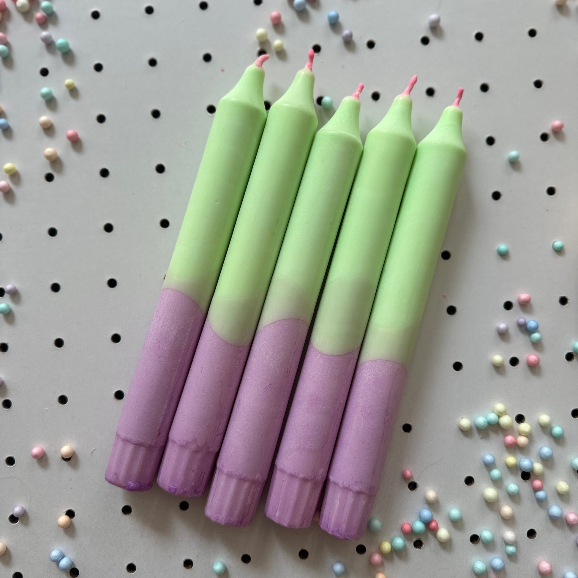 Kit de 5 Velas Giz - Verde e Lilás