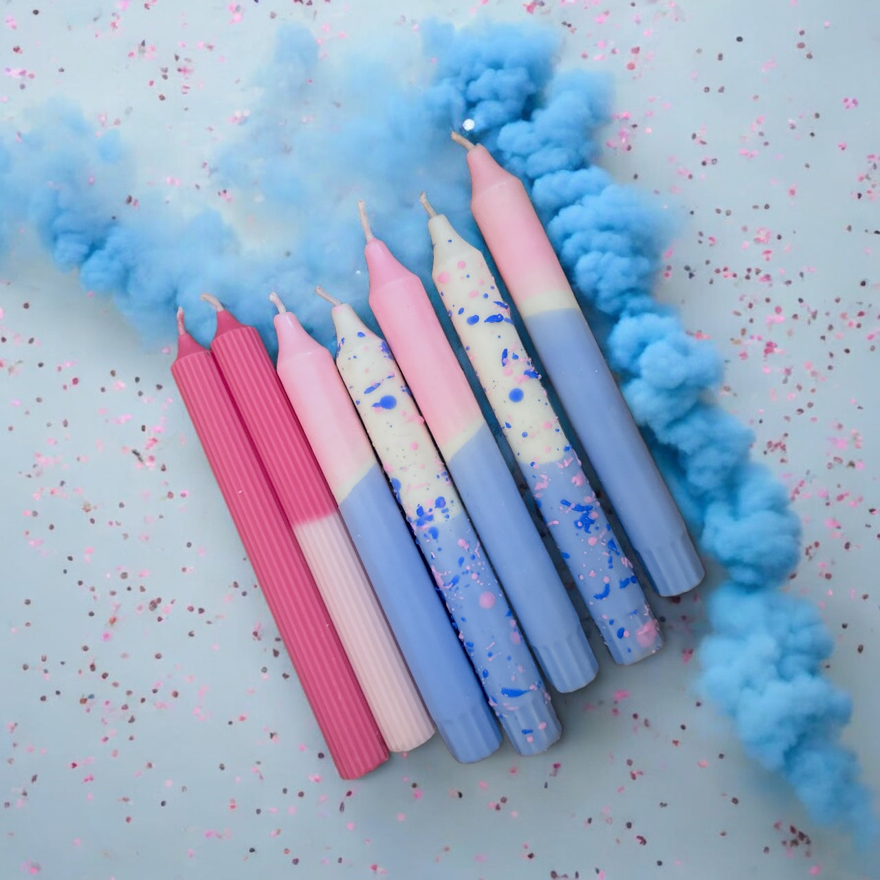 Kit de 7 Velas Pop Candy | Azul e Rosa