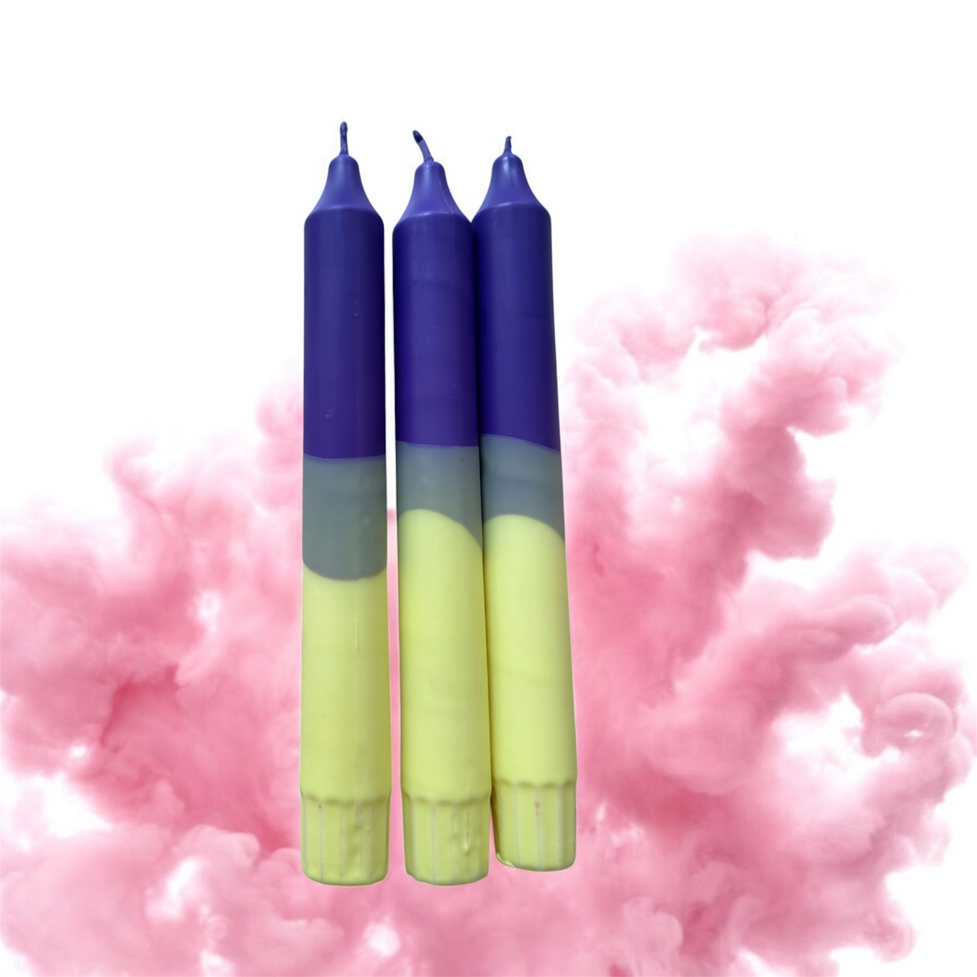Kit de 3 Velas Giz Colorido - Amarelo e Roxo