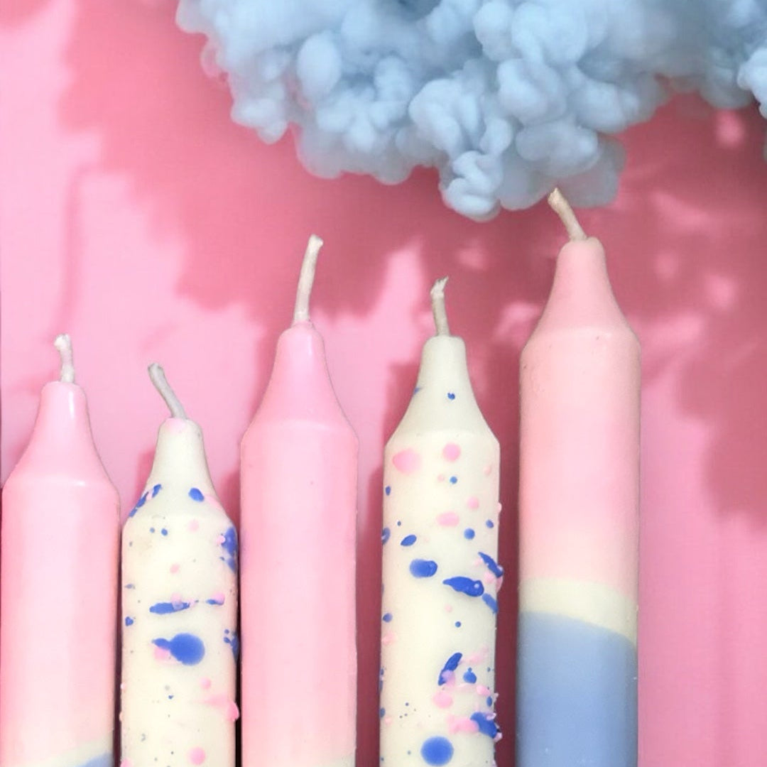 Kit de 7 Velas Pop Candy | Azul e Rosa