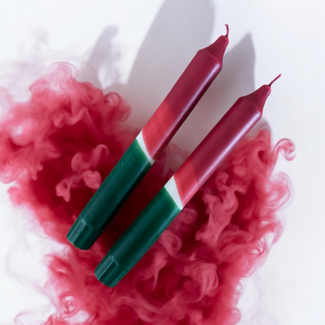 Kit de 2 Velas Giz| Vermelho e Verde Folha