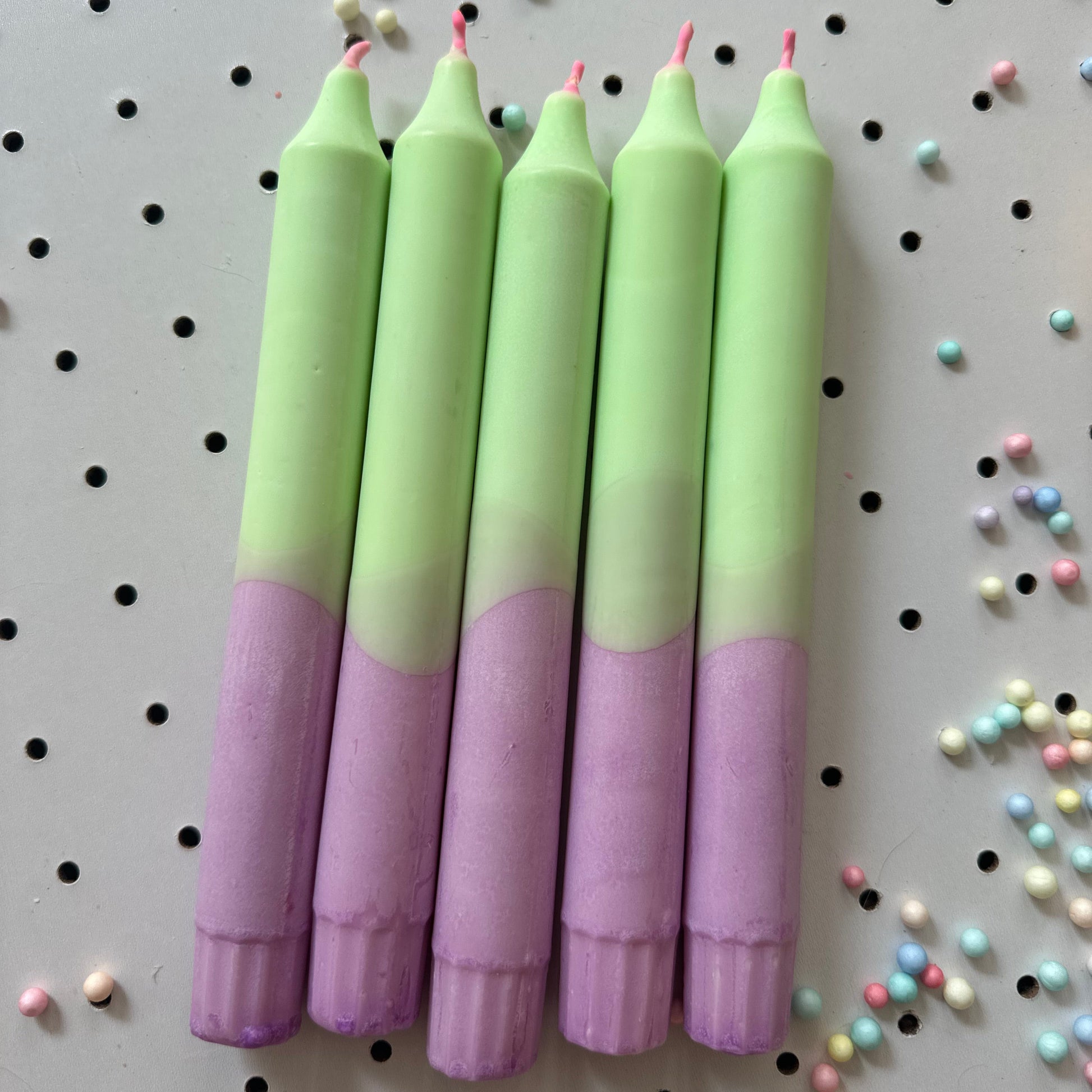 Kit de 5 Velas Giz - Verde e Lilás